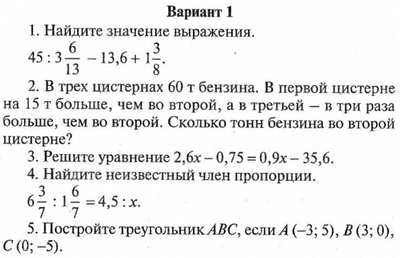 Математика 6 класс Контрольные работы Попова