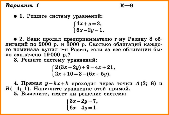 Алгебра 7 Макарычев КР-9 В1